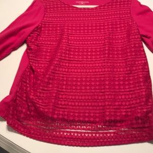 Blouse with lace overlay